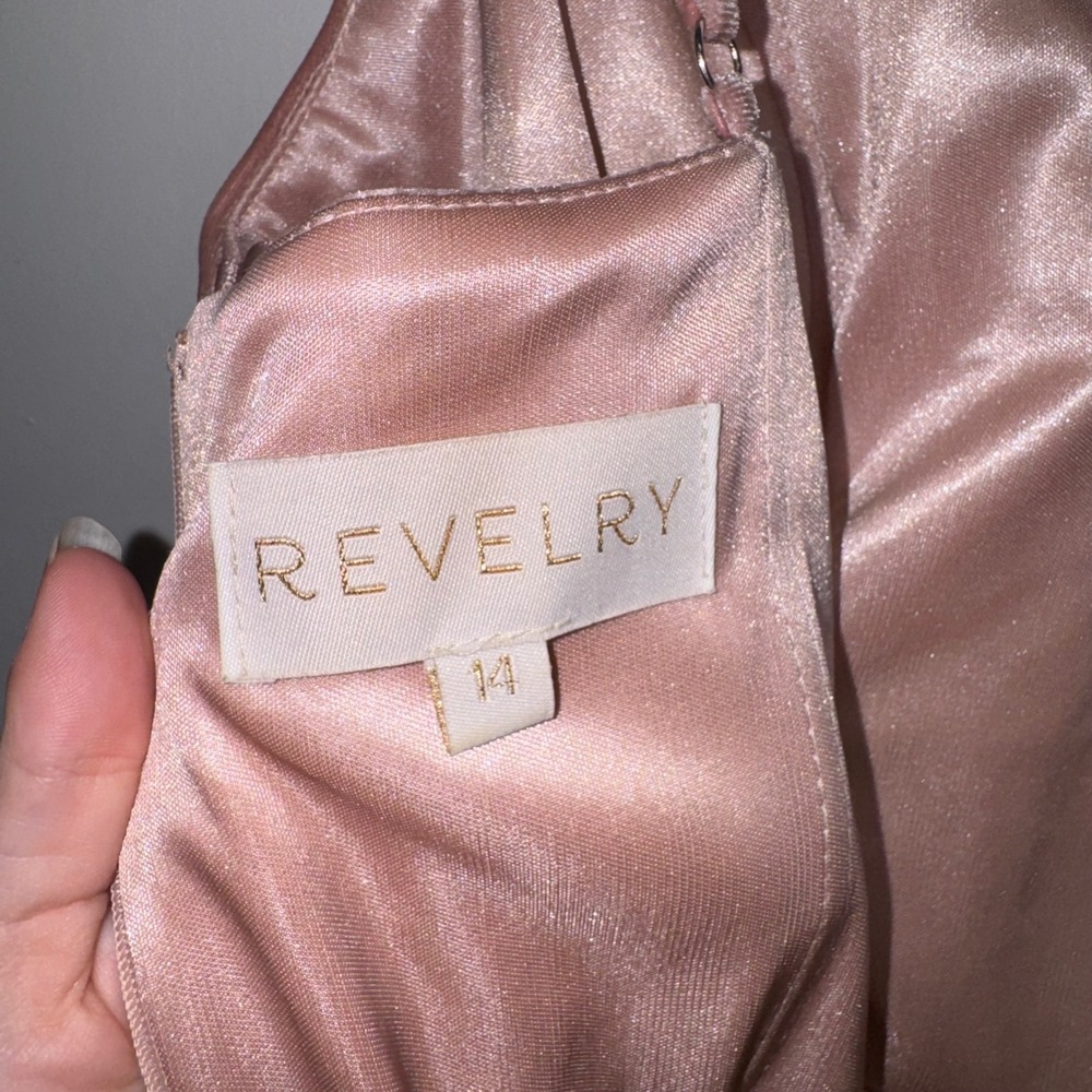 Revelry Blush Dusty Rose Velvet Draped Gown Rory Dress Size 14 - Picture 12 of 14